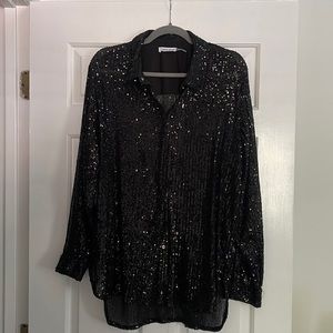 Sheer sequins button down!